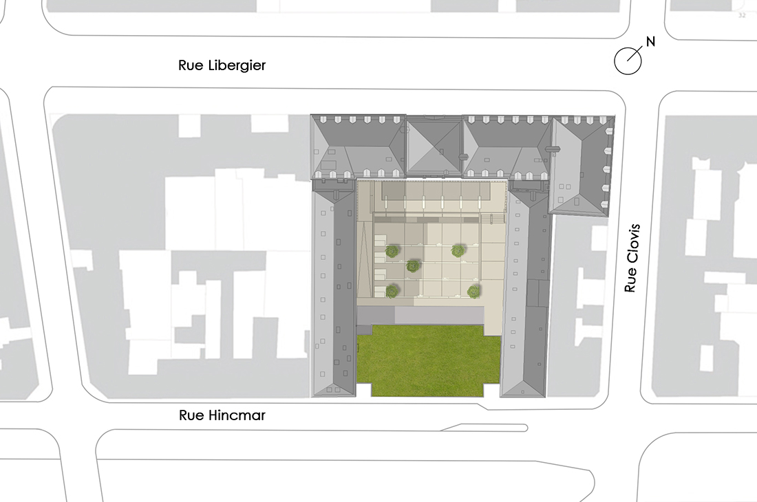 Vue du dessus du lycée Libergier - Line Architecture