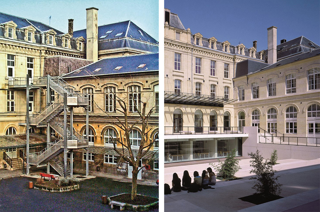 Cour intérieure du lycée Libergier - Line Architecture